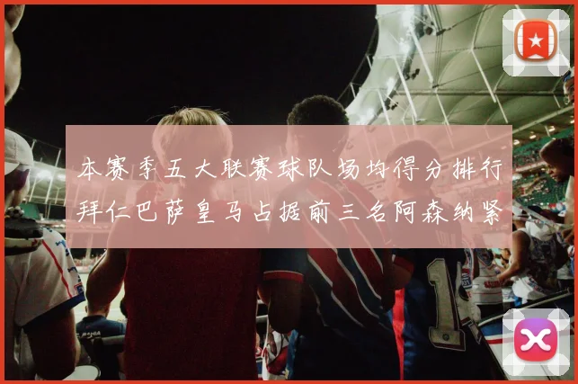 本赛季五大联赛球队场均得分排行拜仁巴萨皇马占据前三名阿森纳紧随其后位列第五
